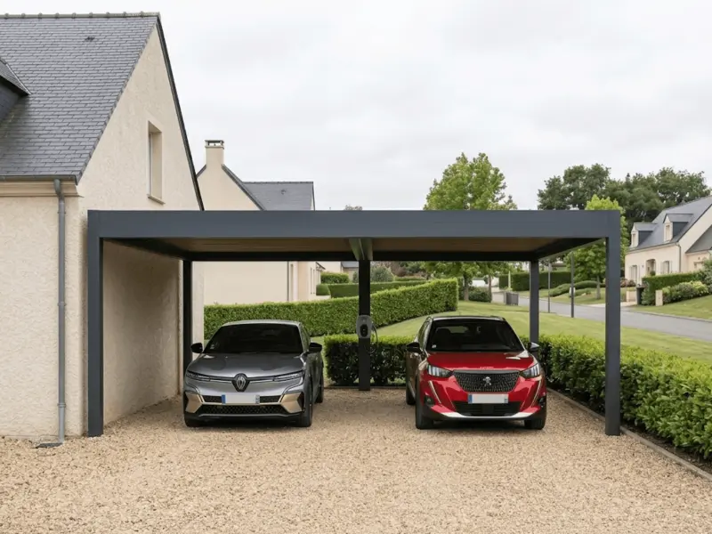 Carport 2 voitures en Aluminium
